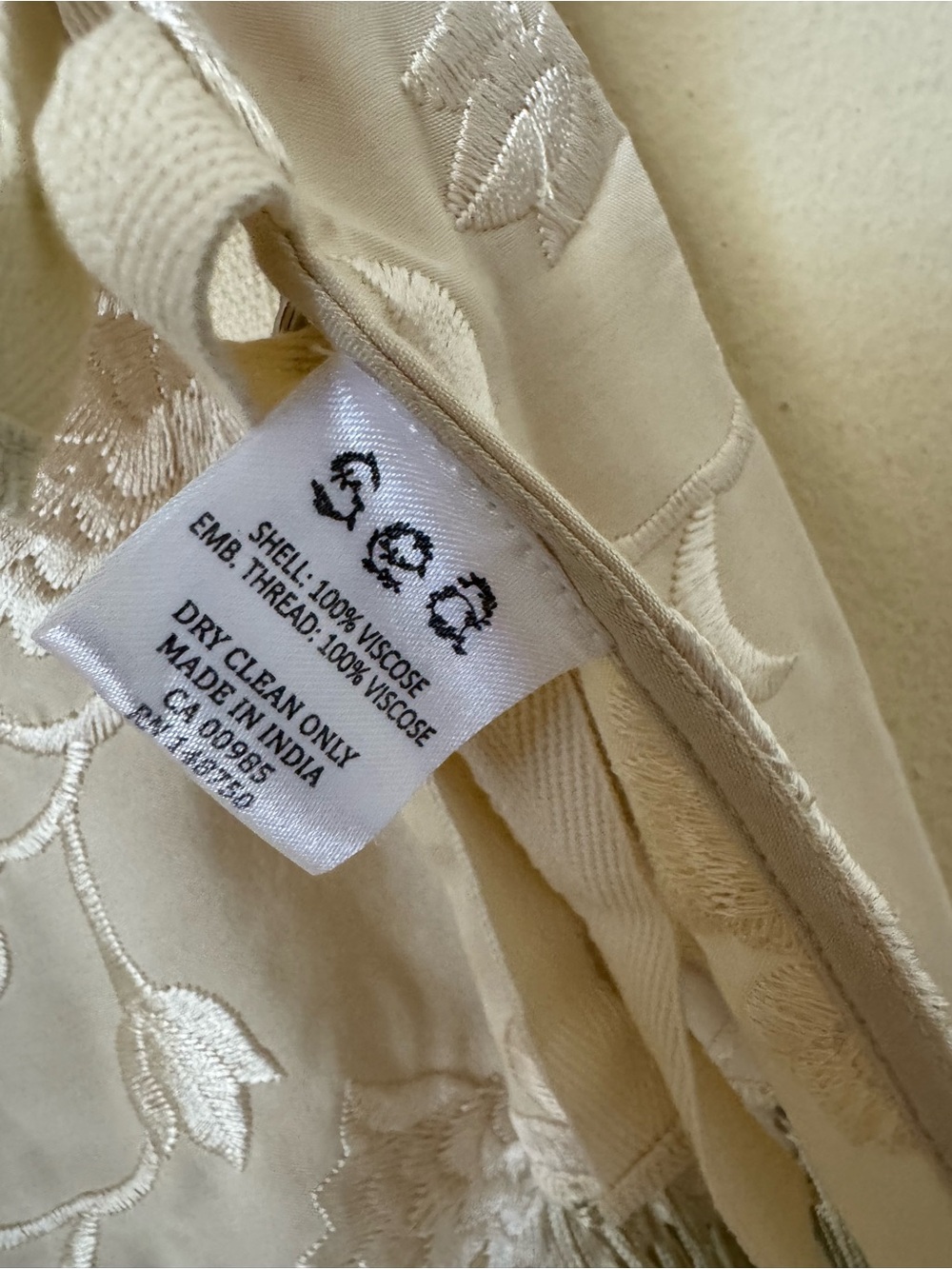 Sea New York Priscilla Embroidery Cowl Neck Fringe Vest Cream Size XS - Picture 3 of 4